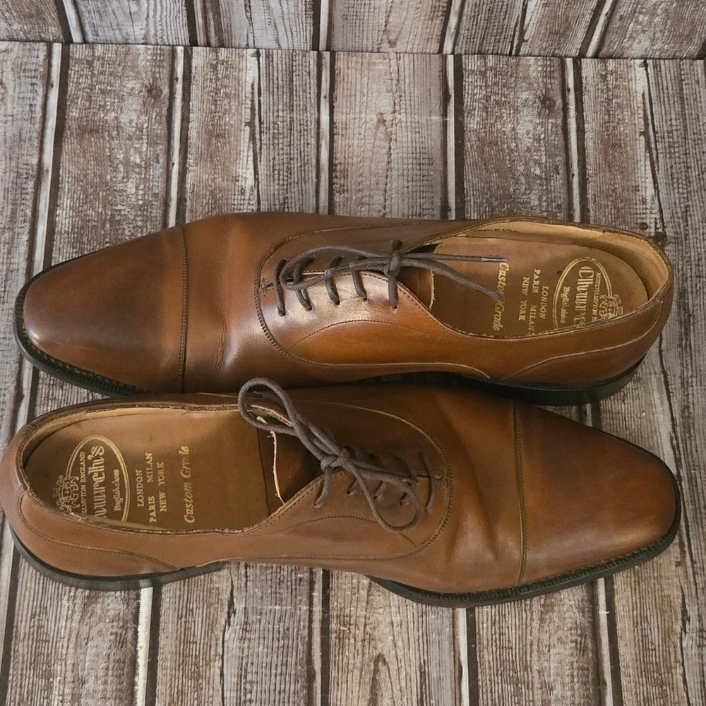 Sz 8 F UK/ 9 D US Mens Church's Sheldon Brown Leather Cap Toe Oxford Shoes EUC